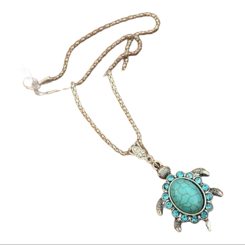 🐢New turquoise Turtle silver Plated Pendant